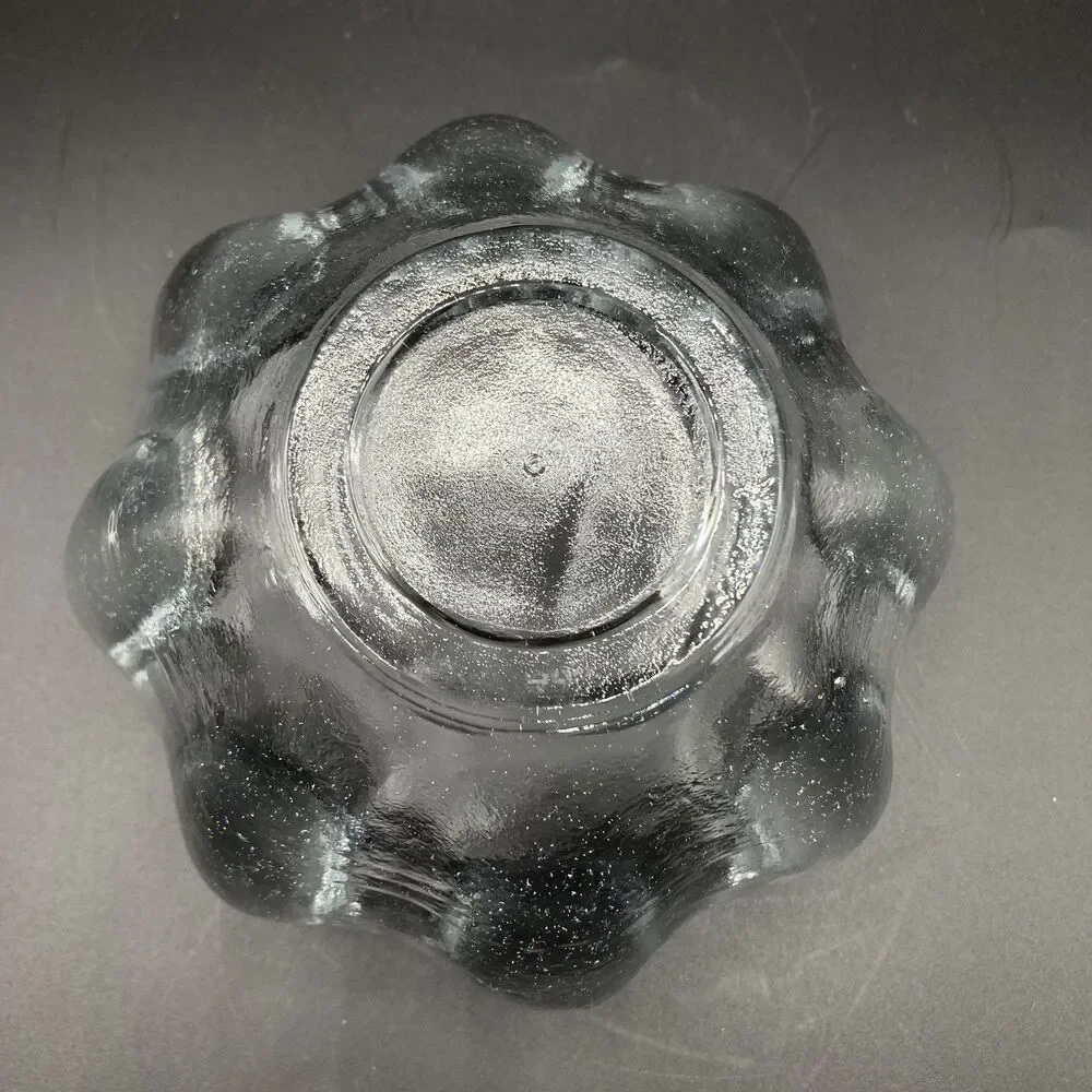 Vintage Blenko Glass Clear Lotus Bowl Textured Hand Blown 8 Petal Small 5.5” W